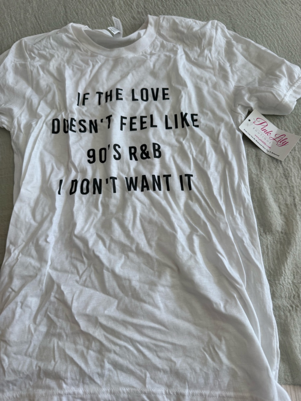 Bella Canvas White Crewneck Tee with Black Logo Tag